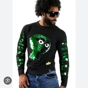 deKryptic Sesame Street Oscar Sequin Sweatshirt XXL Streetwear Rare